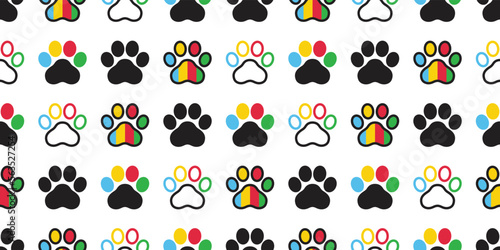 dog footprint seamless pattern paw cat rasta rainbow vector pet puppy breed cartoon doodle repeat wallpaper tile background illustration design isolated