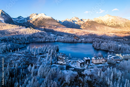 Photography Winter frozen view on Lake Strbske pleso