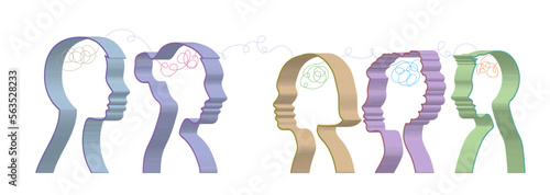 Parents and children. Drawing of the head.
Family, adolescent psychology, family relations between relatives.