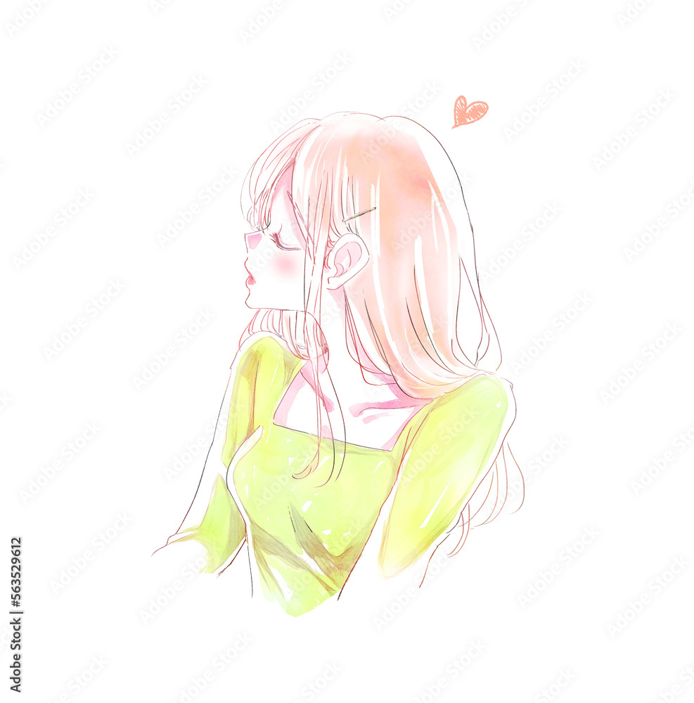 キス顔の女性 横顔 キス顔の女性 横顔