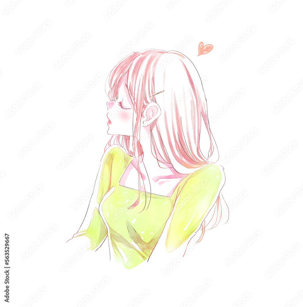 キス顔の女性 横顔 キス顔の女性 横顔