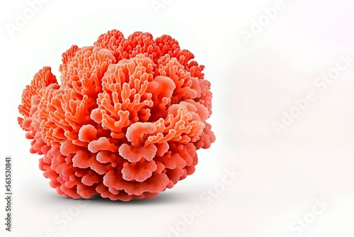 Coral isolated on white background. 3D rendering of a coral, a marine invertebrate isolated on white background. generative ai