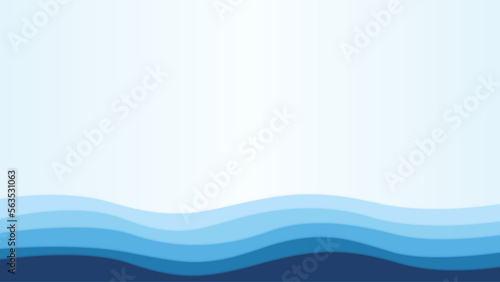 Blue wave, water wave, lines, blue sky background. Vector texture design poster banner abstract blue wallpaper background.
