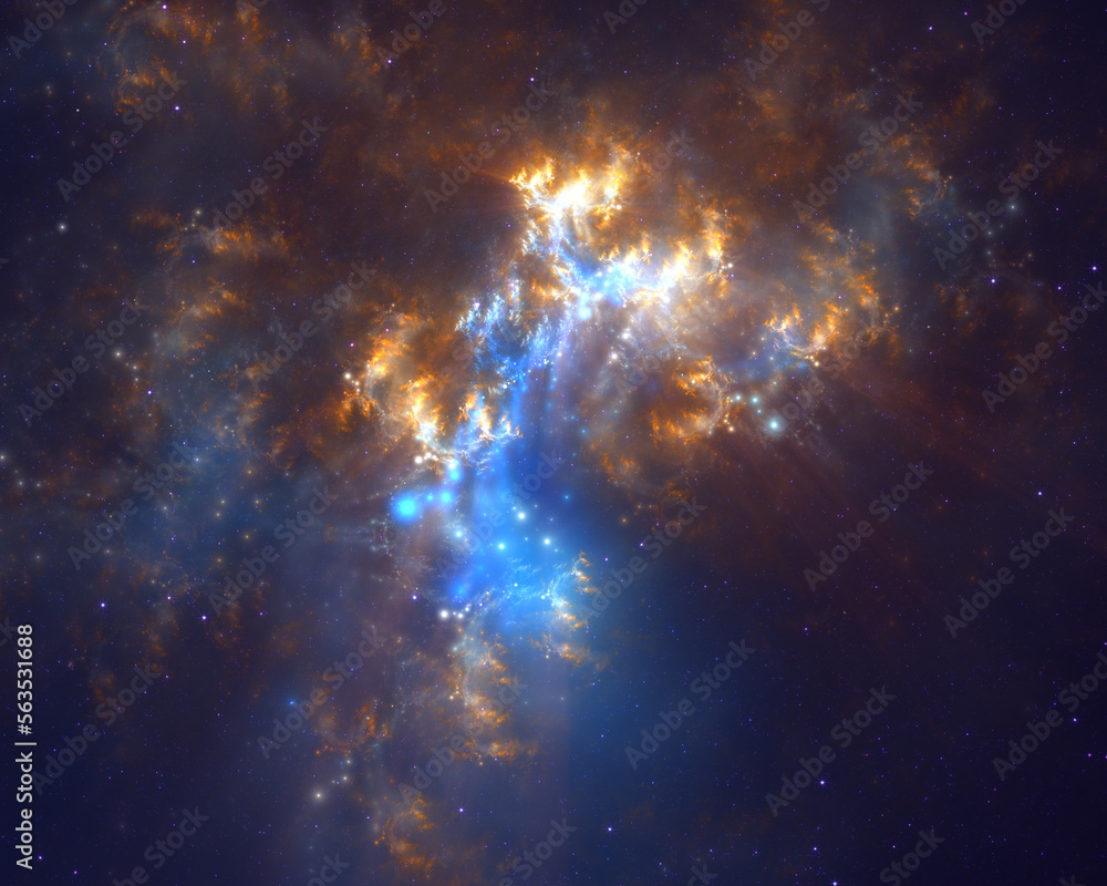 Abstract fractal art background which suggests gaseous clouds and stars in space. Abstract fractal art background which suggests gaseous clouds and stars in space.