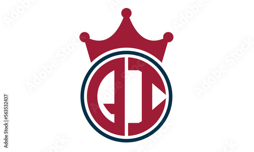 QI two letters crown king circle logo design, letter mark, wordmark, monogram, creative logo.
