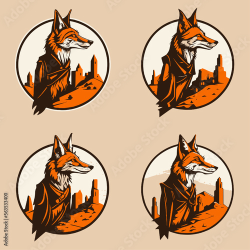 4 variants of fox vector logo