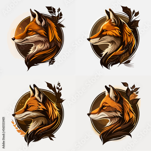 4 variants of fox vector logo
