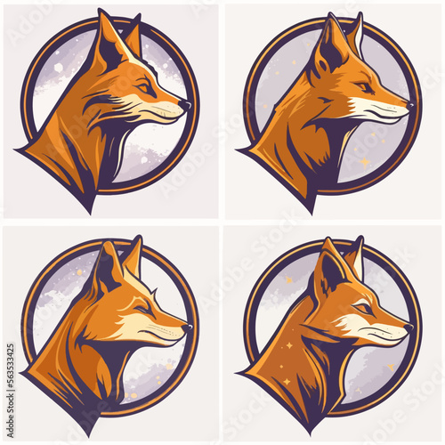 4 variants of fox vector logo