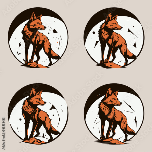 4 variants of fox vector logo