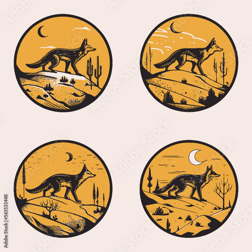 4 variants of fox vector logo