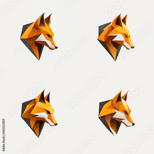4 variants of fox vector logo