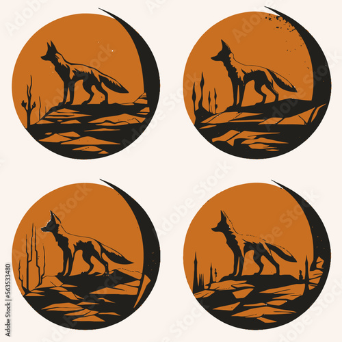 4 variants of fox vector logo
