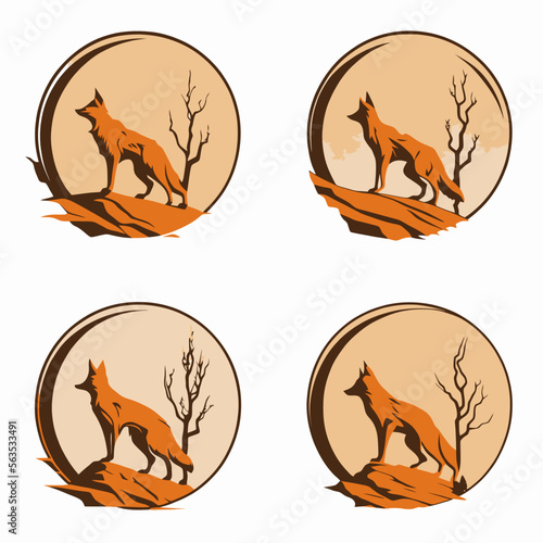 4 variants of fox vector logo