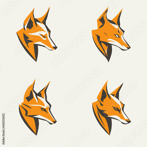 4 variants of fox vector logo
