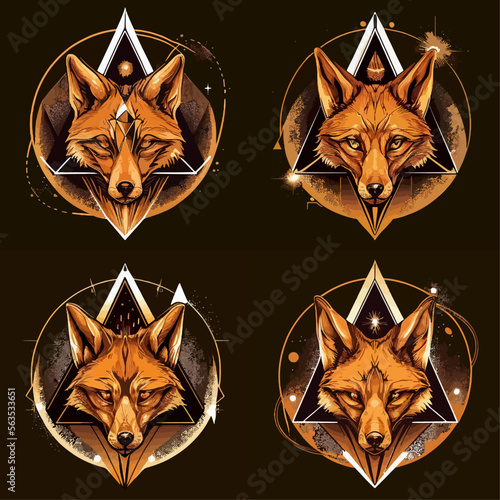 4 variants of fox vector logo