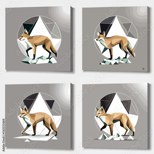 4 variants of fox vector logo