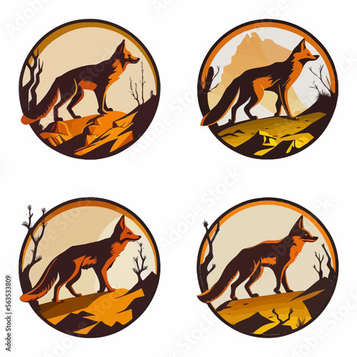 4 variants of fox vector logo