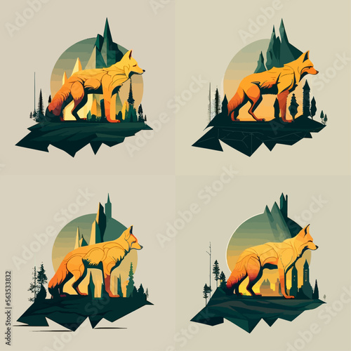 4 variants of fox vector logo