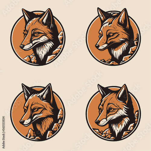 4 variants of fox vector logo