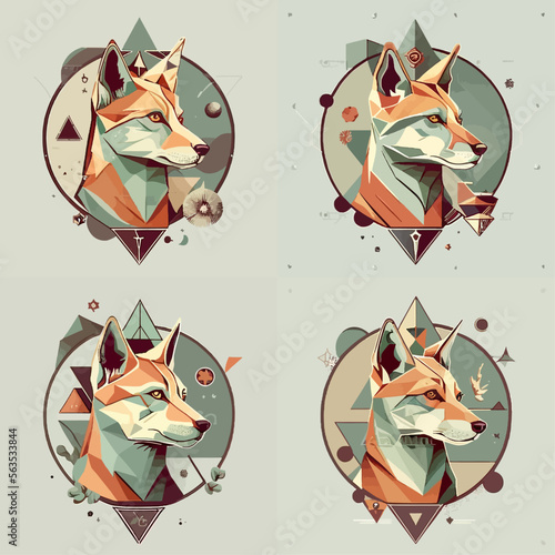 4 variants of fox vector logo