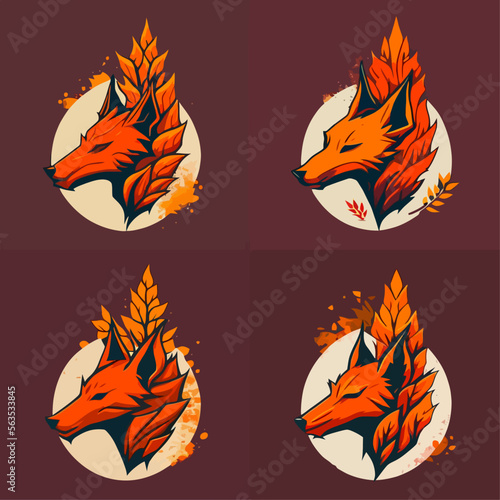 4 variants of fox vector logo