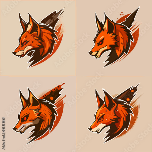 4 variants of fox vector logo