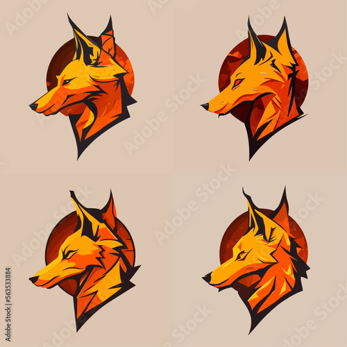 4 variants of fox vector logo