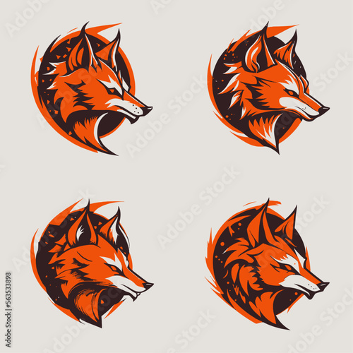 4 variants of fox vector logo