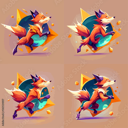 4 variants of fox vector logo