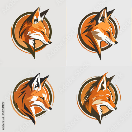 4 variants of fox vector logo