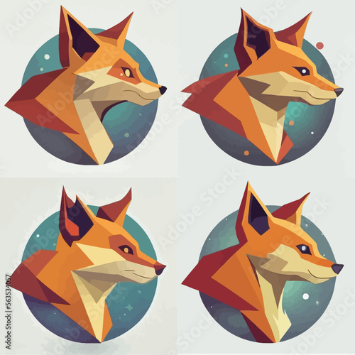 4 variants of fox vector logo