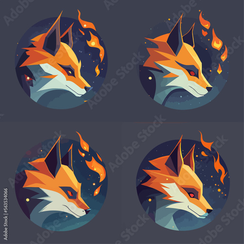4 variants of fox vector logo