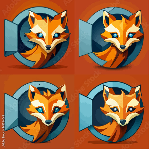 4 variants of fox vector logo