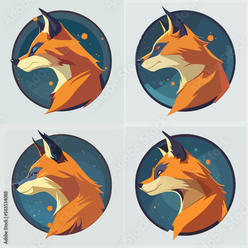 4 variants of fox vector logo