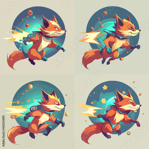 4 variants of fox vector logo