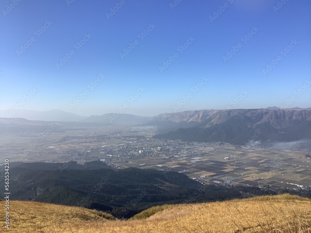 Landscape of the outer rim of the Mount Aso caldera in Kumamoto, Japan Landscape of the outer rim of the Mount Aso caldera in Kumamoto, Japan