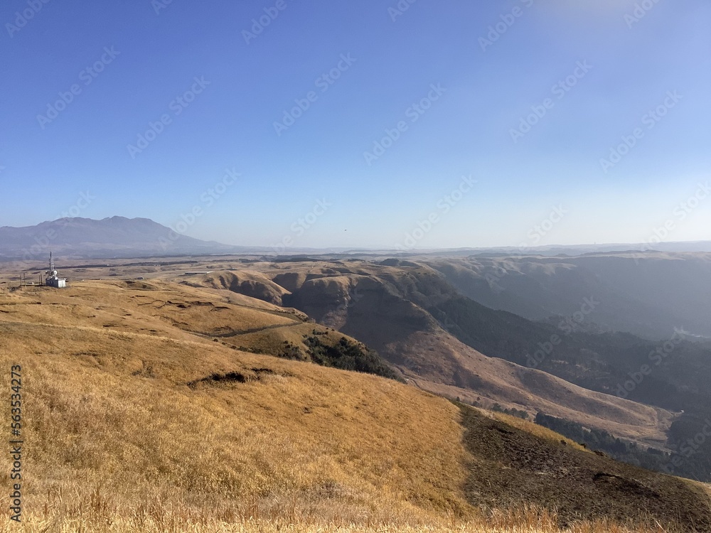 Landscape of the outer rim of the Mount Aso caldera in Kumamoto, Japan Landscape of the outer rim of the Mount Aso caldera in Kumamoto, Japan