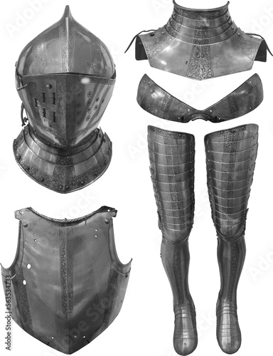Obraz na plátně Isolated PNG cutout of a medieval knight armor on a transparent background, idea