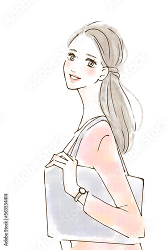 Obraz na płótnie 営業活動で出かける女性のイラスト 楽しい 前向き w salonie