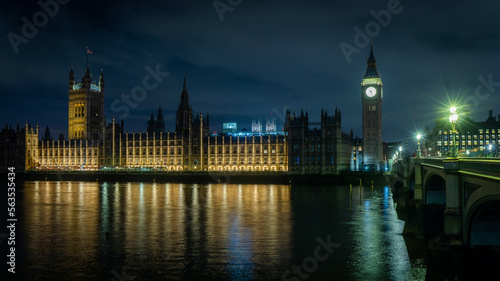 Elisabeth Tower at night in Westminster  London  UK on January 2023