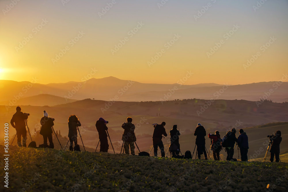 Silhouette of a landscape  photographers