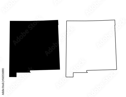 Set of New Mexico map, united states of america. Flat concept vector illustration