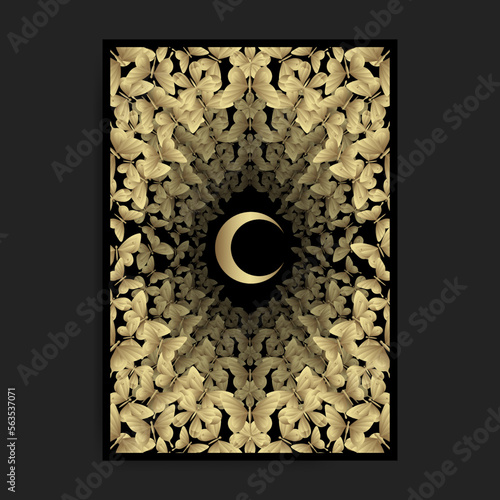 Crescent moon with butterfly frame luxury