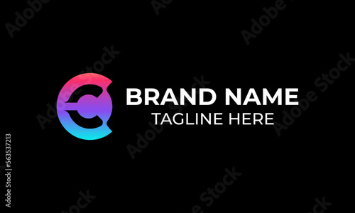 Gradient minimal modern futuristic letter c tech logo idea and brand identity vector design art