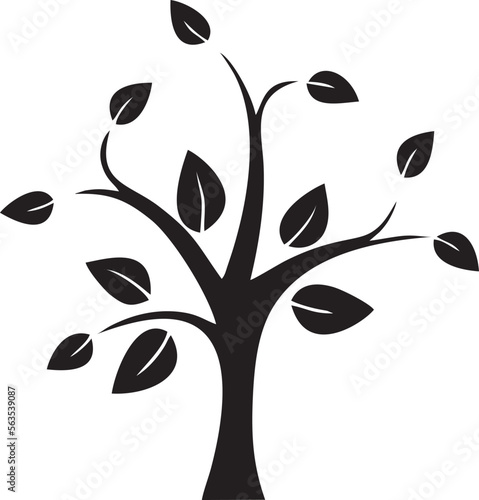 tree icon symbol image vector, illustration of the tree botany in black image