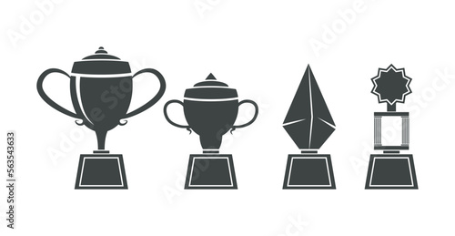 set of trophy award illustration silhouette