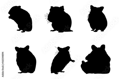 Set of silhouettes of hamsters vector design