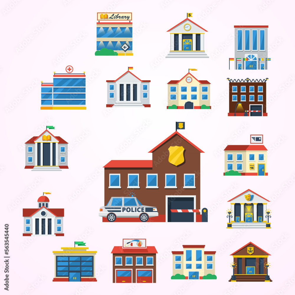 set of buildings bank architecture set of buildings bank architecture