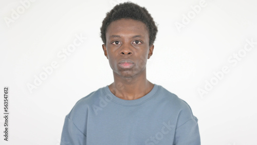 Serious Young African Man on White Background