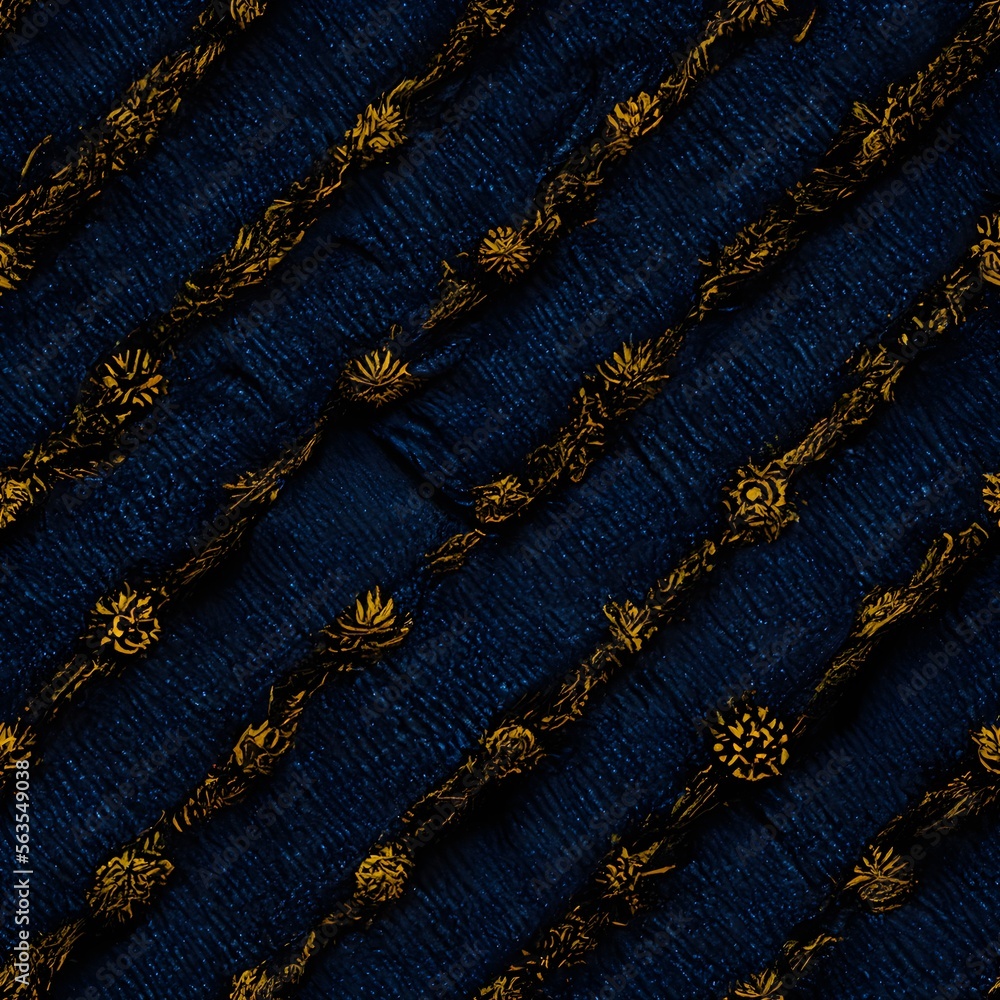 blue bandana with gold border and water pattern in the middle 8k HD